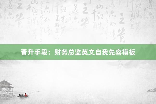 晋升手段：财务总监英文自我先容模板