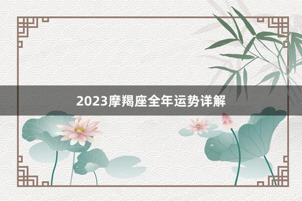 2023摩羯座全年运势详解