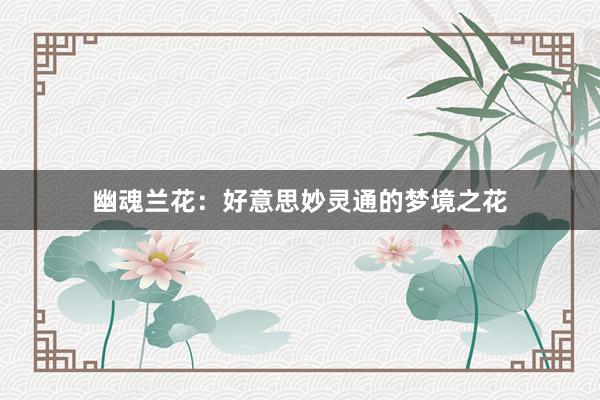 幽魂兰花：好意思妙灵通的梦境之花